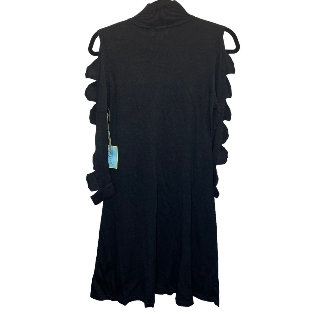 CeCe Bow Sleeve Sweater Dress Rich Black Medium New - Picture 4 of 9